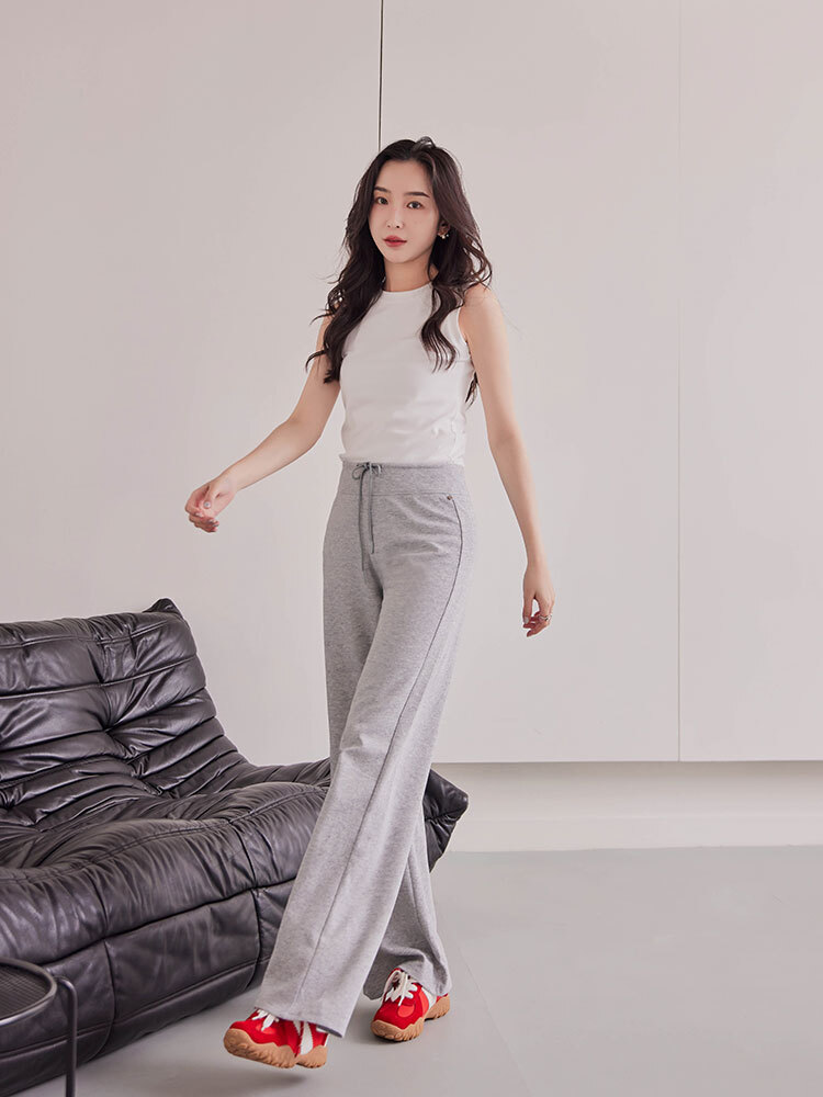 SALE800 棉質抽繩寬鬆直筒休閒褲