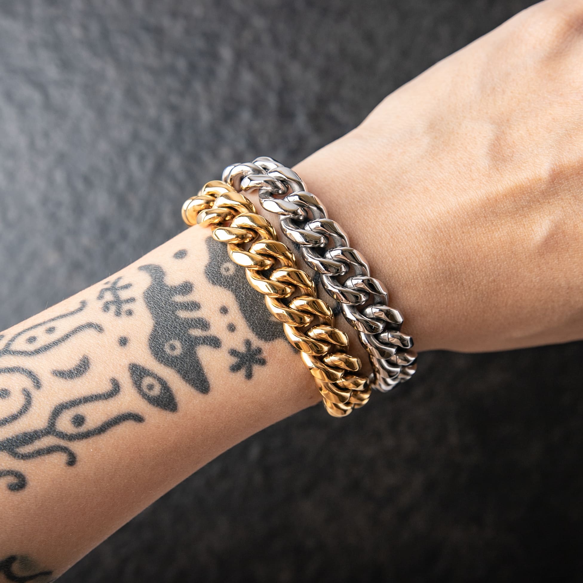 12MM彈簧扣光面古巴手鍊