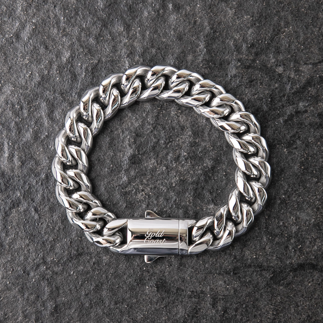 12MM彈簧扣光面古巴手鍊