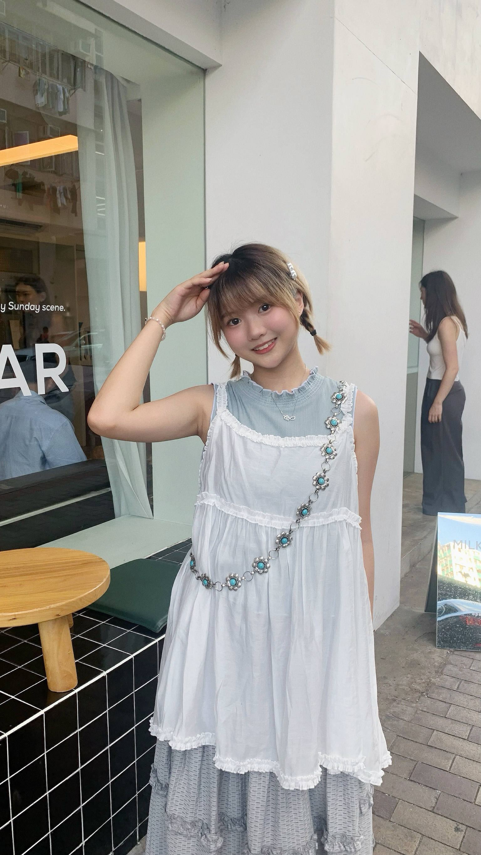 A0222｜復古立體藍石花花腰鏈