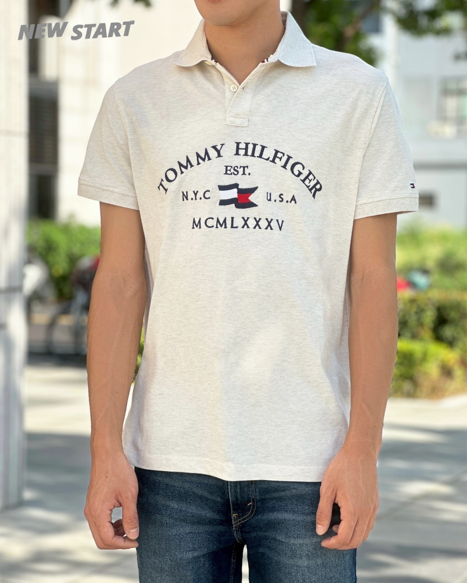 Tommy Hilfiger 電繡旗幟圓弧字母 Polo衫 短袖
