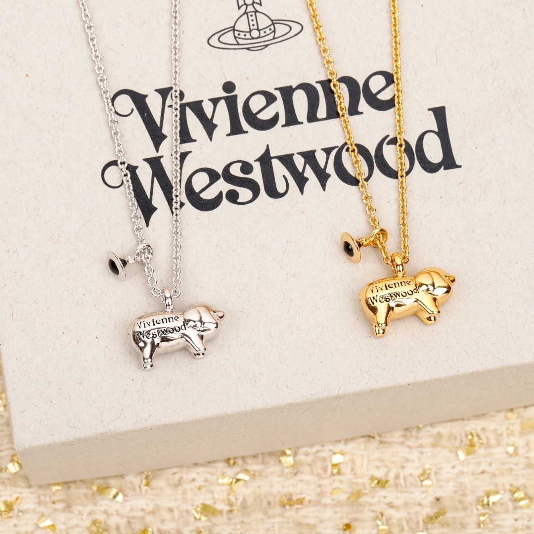 18k”viviw快樂星球土星小豬豬”高奢定製項鍊