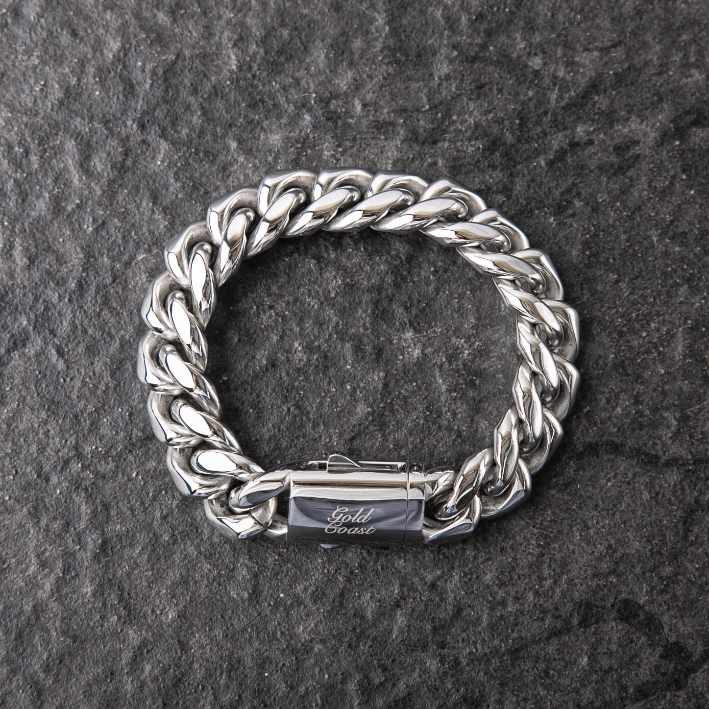 14MM彈簧扣光面古巴手鍊