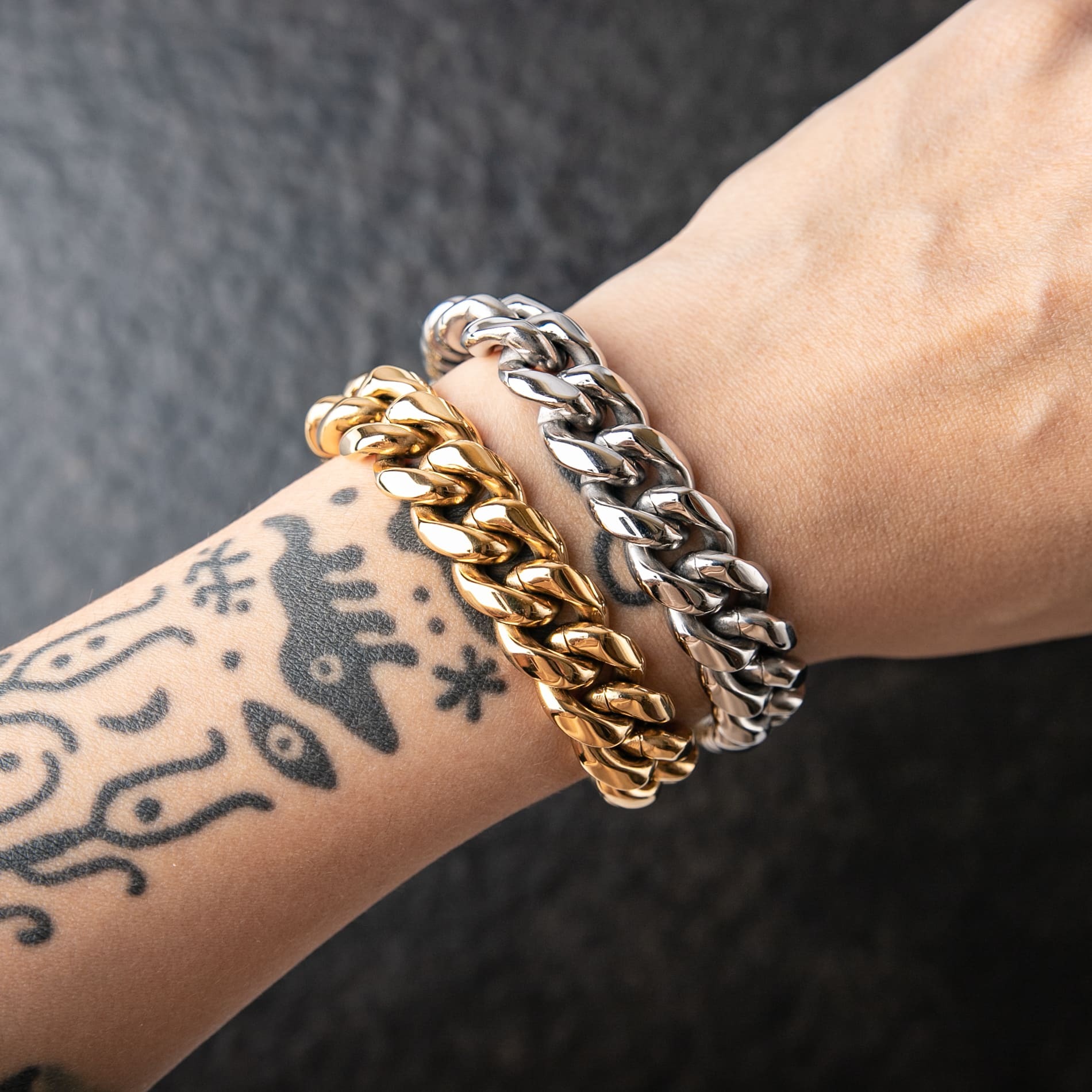 14MM彈簧扣光面古巴手鍊