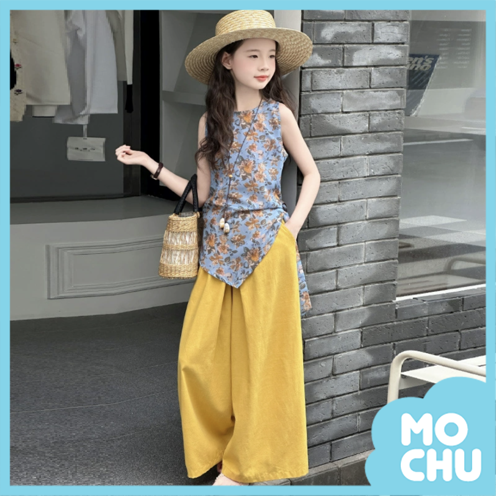 夏日不規則碎花套裝