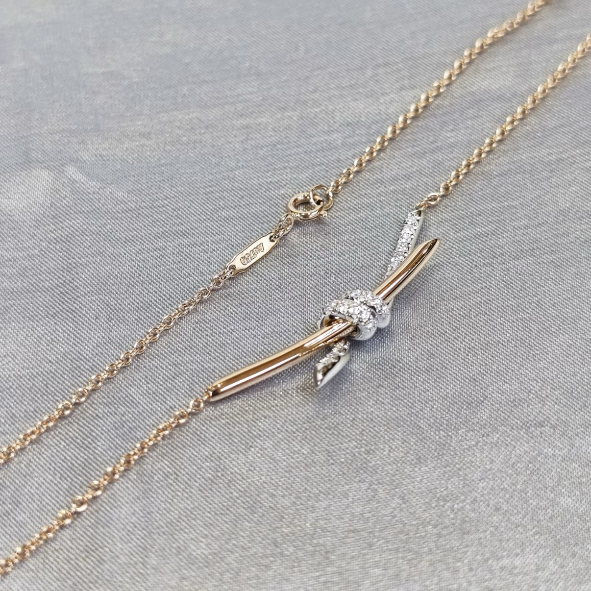 18k Ti’knot520限量玫瑰金/白金撞色高奢定製項鍊