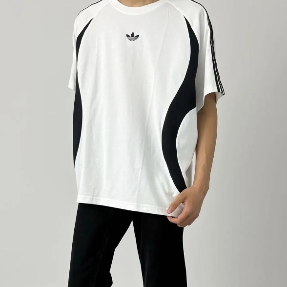 Adidas Originals 三葉草 短袖 賽車風 白色 寬鬆 男女可穿 [KB8966]