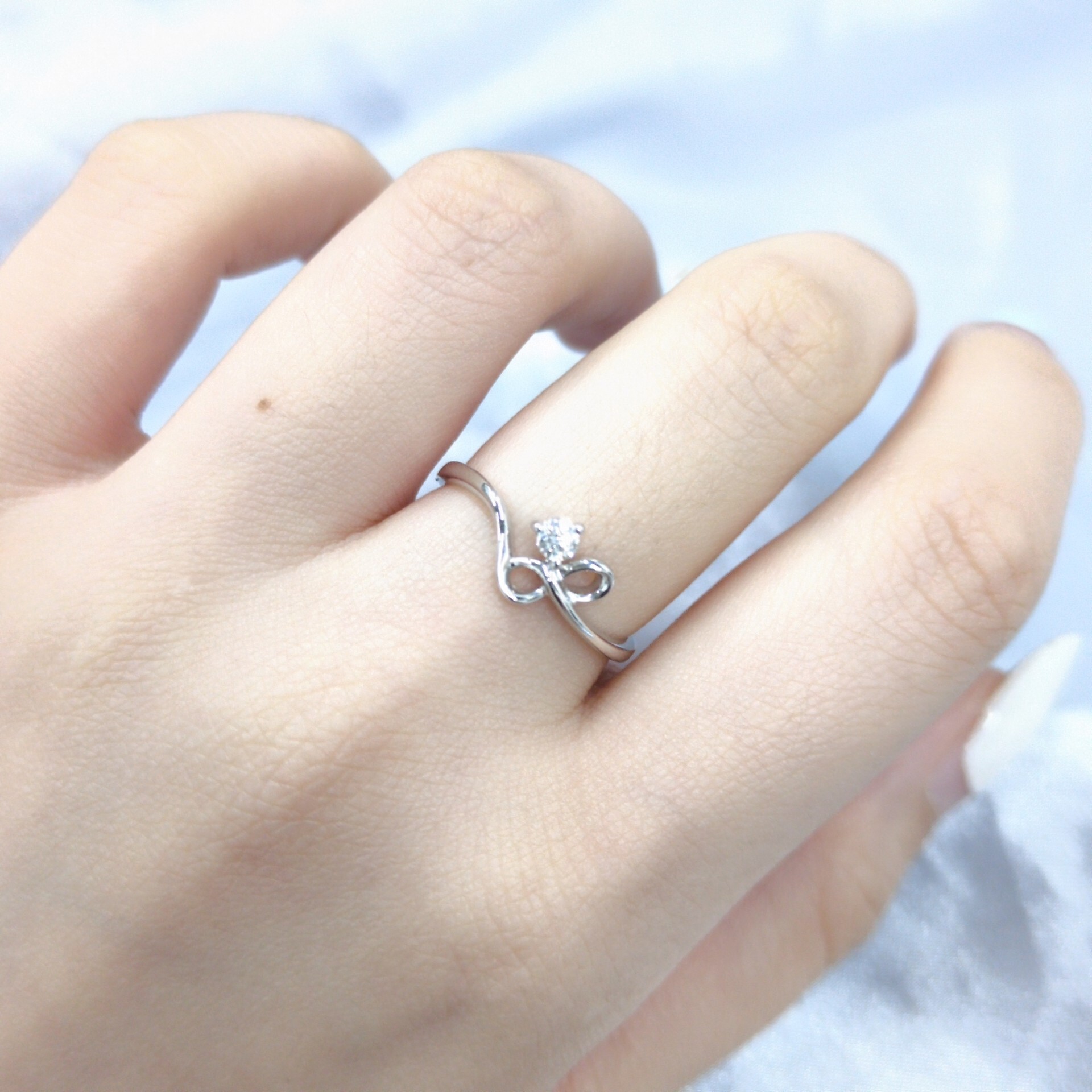 全新18K白金【單粒8份鑽石】戒指