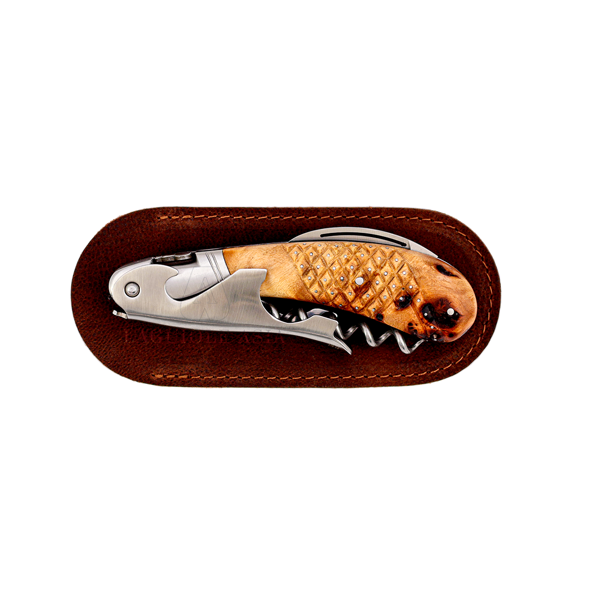 LAGUIOLE MAGNUM ⋆ 菱刻紋點針鑲釘手柄 ⋆ 白楊樹瘤木酒刀