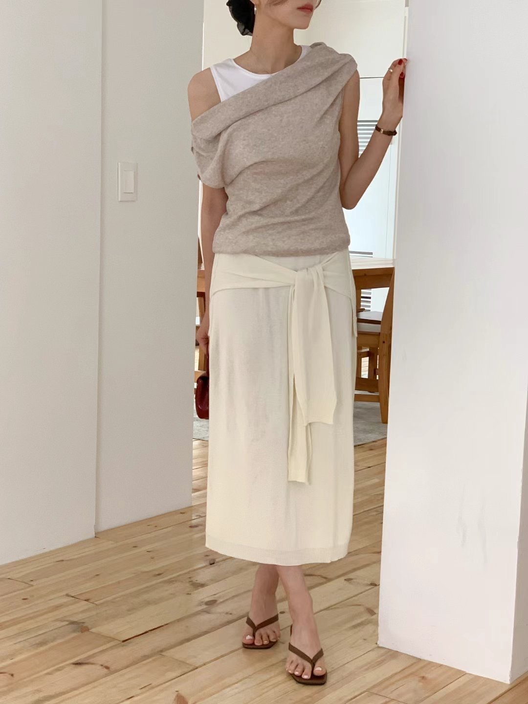 綁帶Knit Midi Skirt