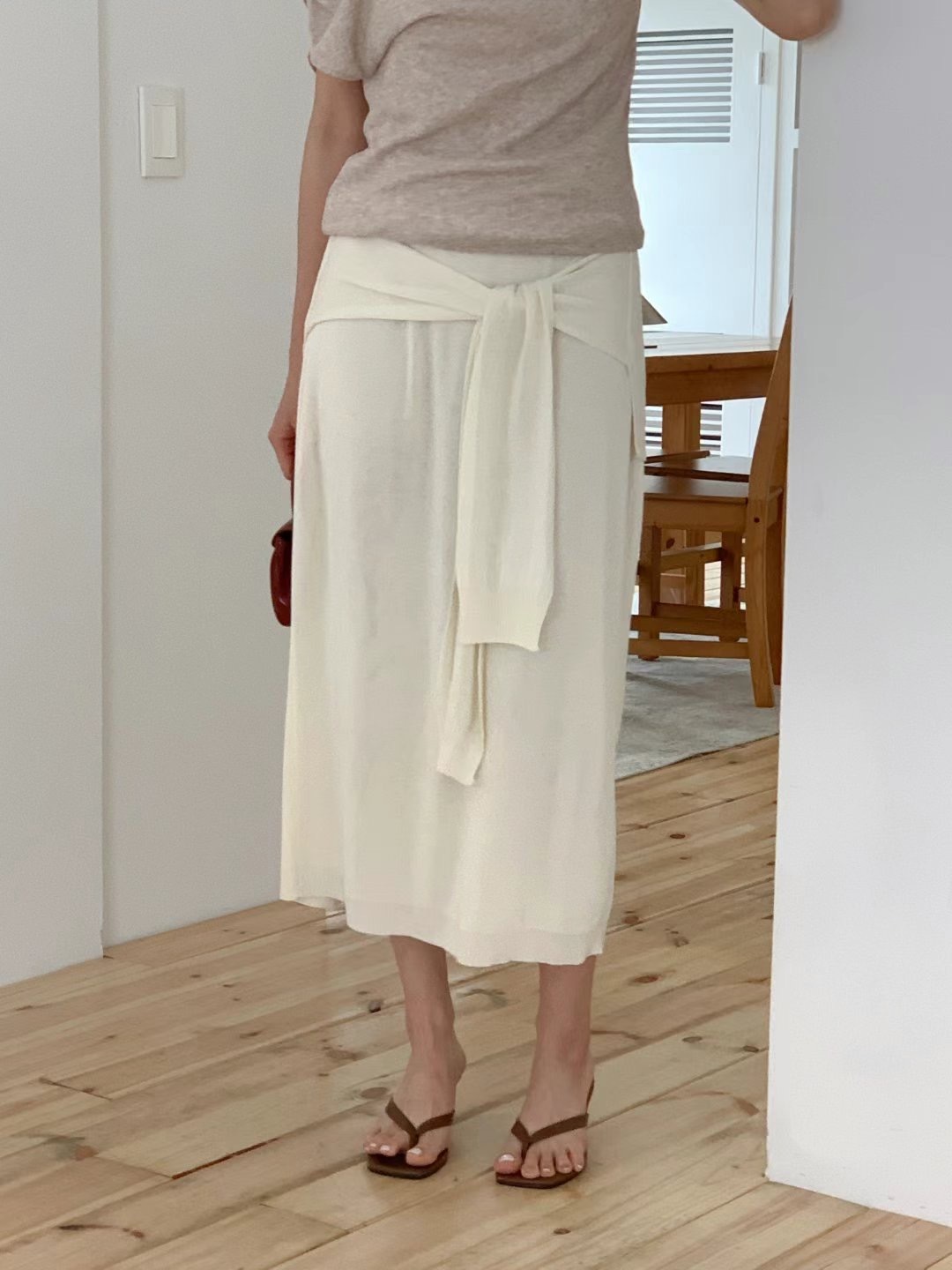 綁帶Knit Midi Skirt
