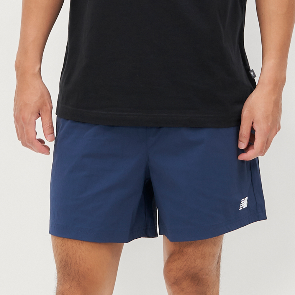 New Balance 男款 深藍色 NB 5吋 刺繡 Logo 梭織 彈性 運動 訓練 短褲 MS41517NNY