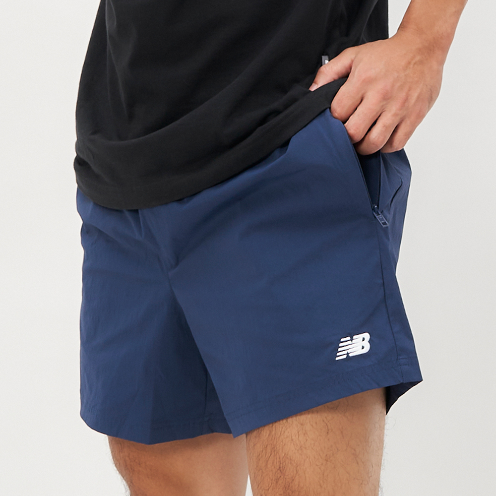 New Balance 男款 深藍色 NB 5吋 刺繡 Logo 梭織 彈性 運動 訓練 短褲 MS41517NNY