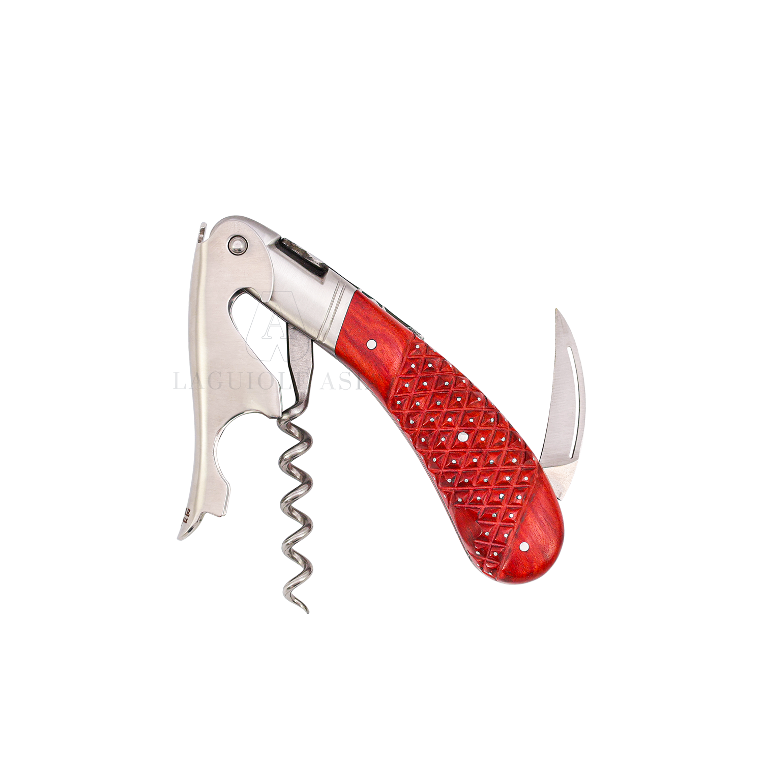 LAGUIOLE MAGNUM ⋆ 菱刻紋點針鑲釘手柄 ⋆ 玫瑰木酒刀