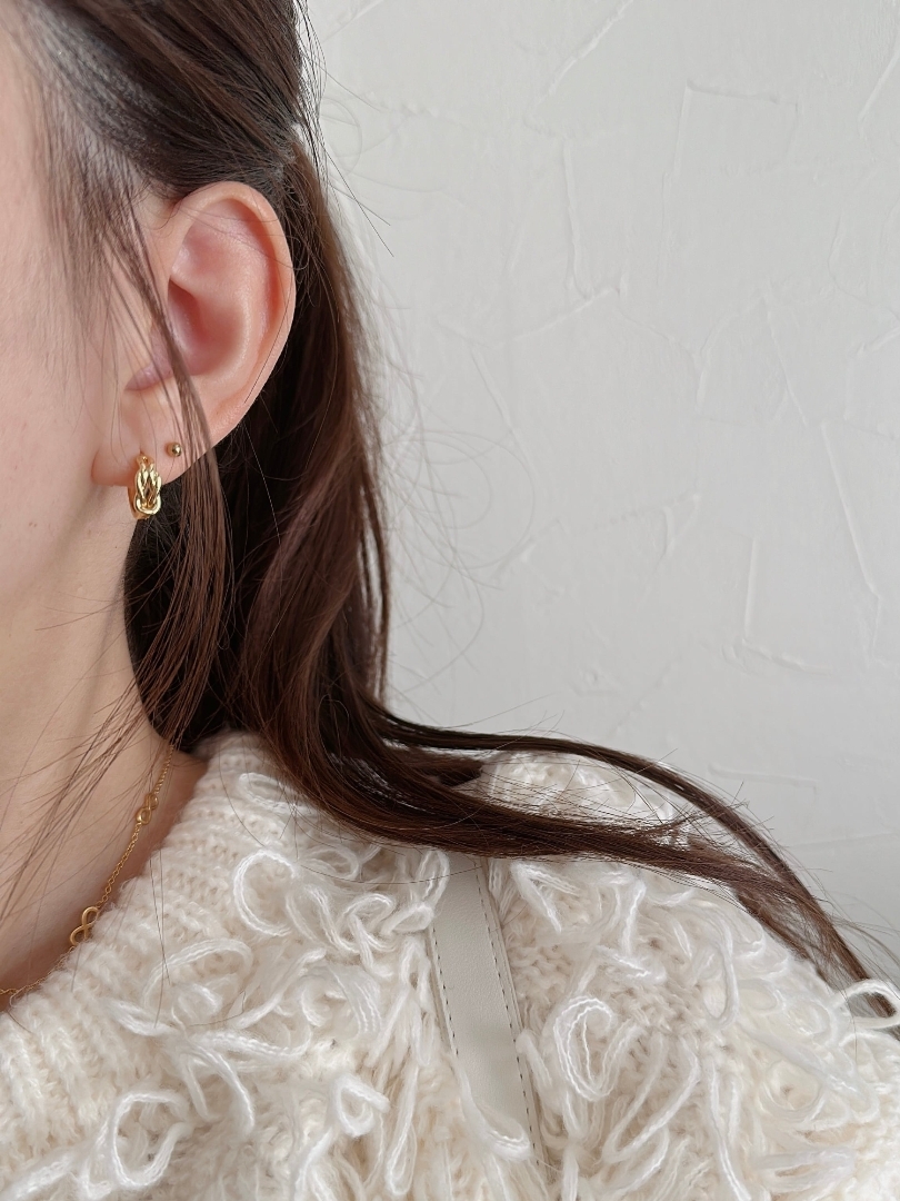 S925 double twisted hoop pierce