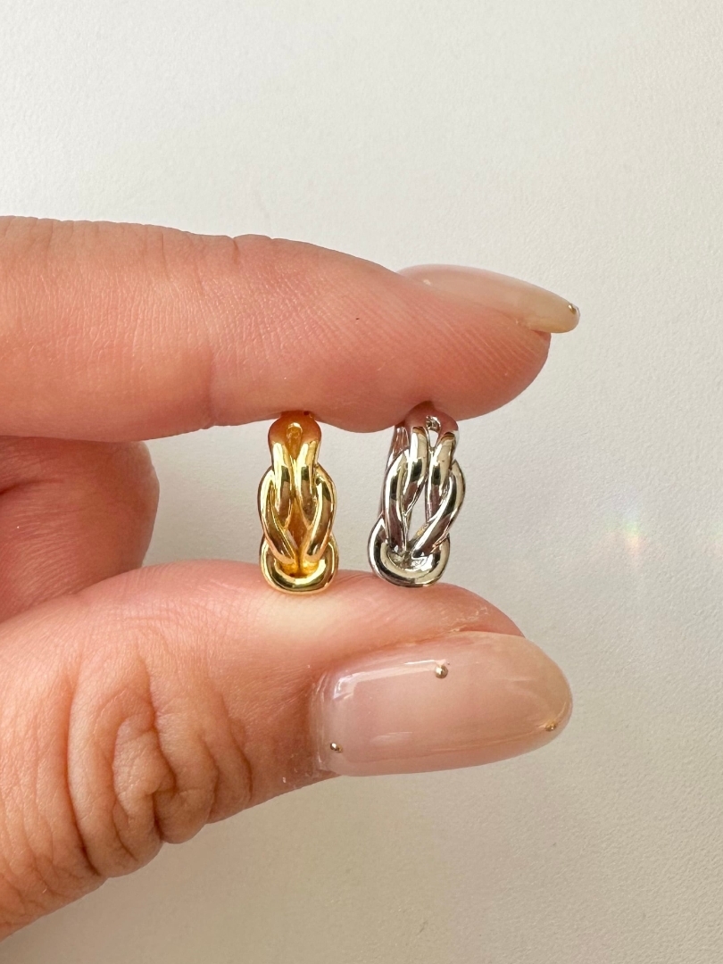 S925 double twisted hoop pierce