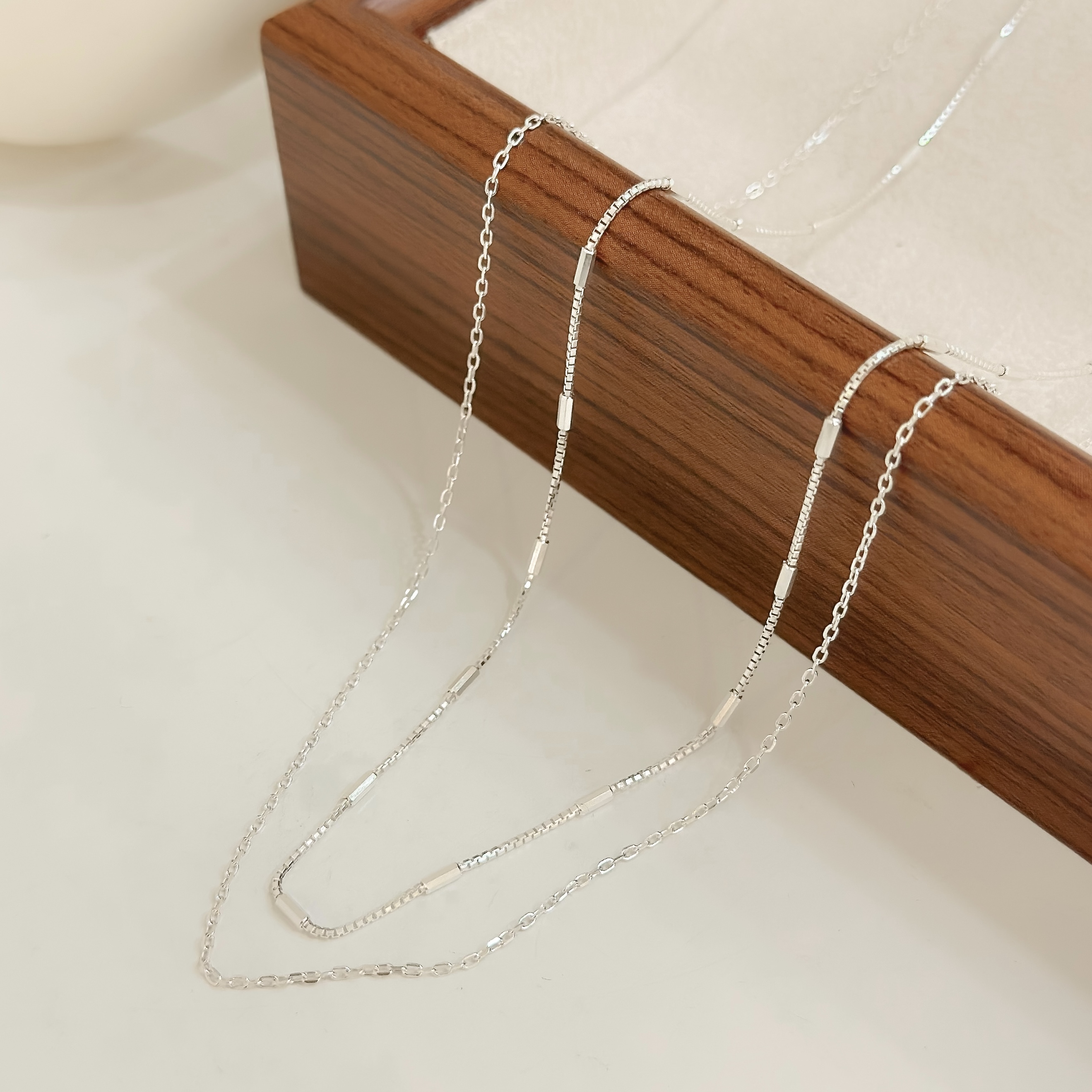 C210銀管雙層純銀鎖骨鏈