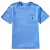 [S] PRL BLUE BIG KID'S CREW NECK POCKET T-SHIRT, 323970333003-BLUE (SRL193)