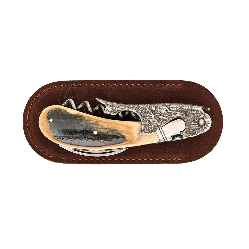 LAGUIOLE MAGNUM ⋆ 石化猛瑪象獠牙 ⋆ 大馬士革鋼 ⋆  Guilloche雋永雕刻大師酒刀