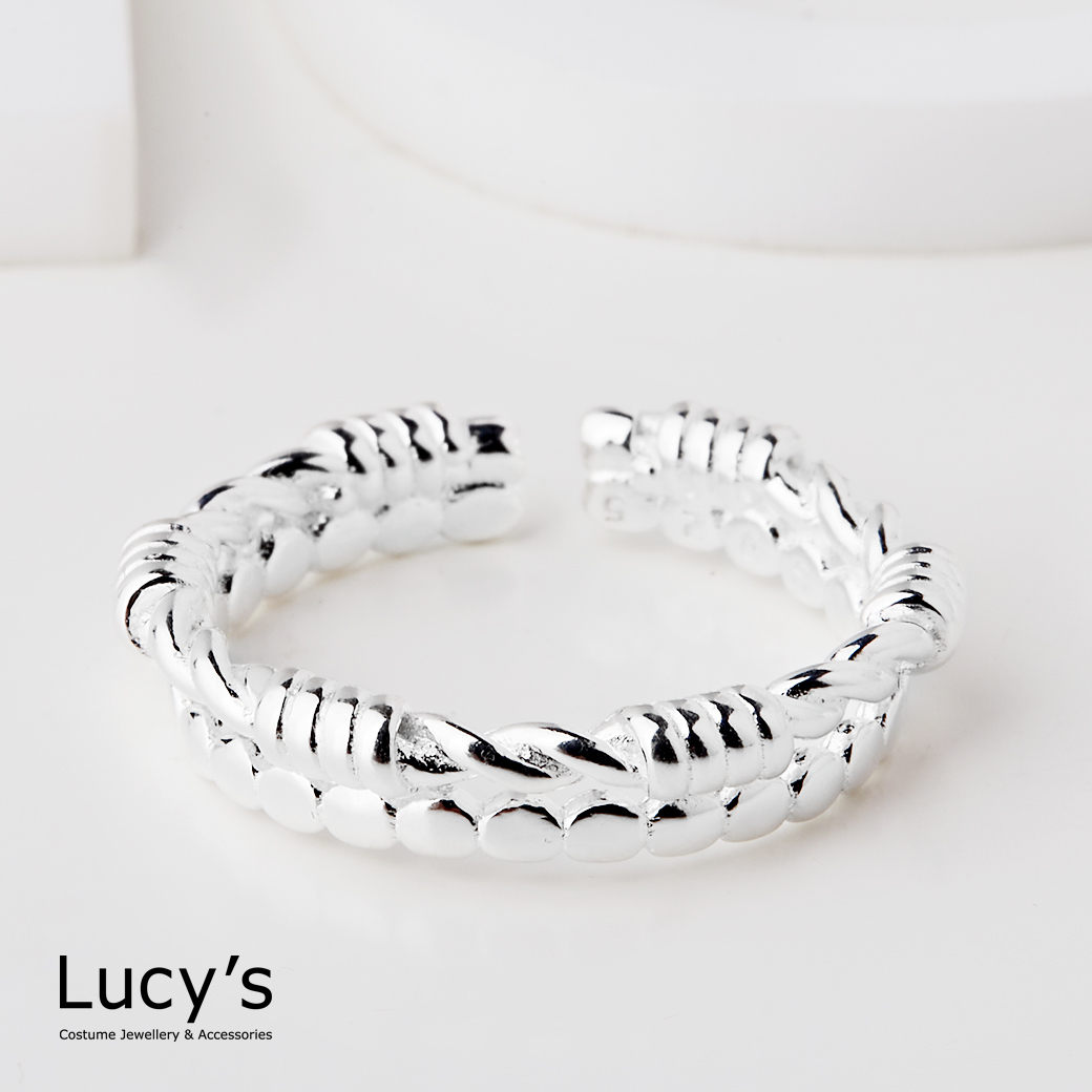 925純銀 扭轉原點 開口戒 (123300)