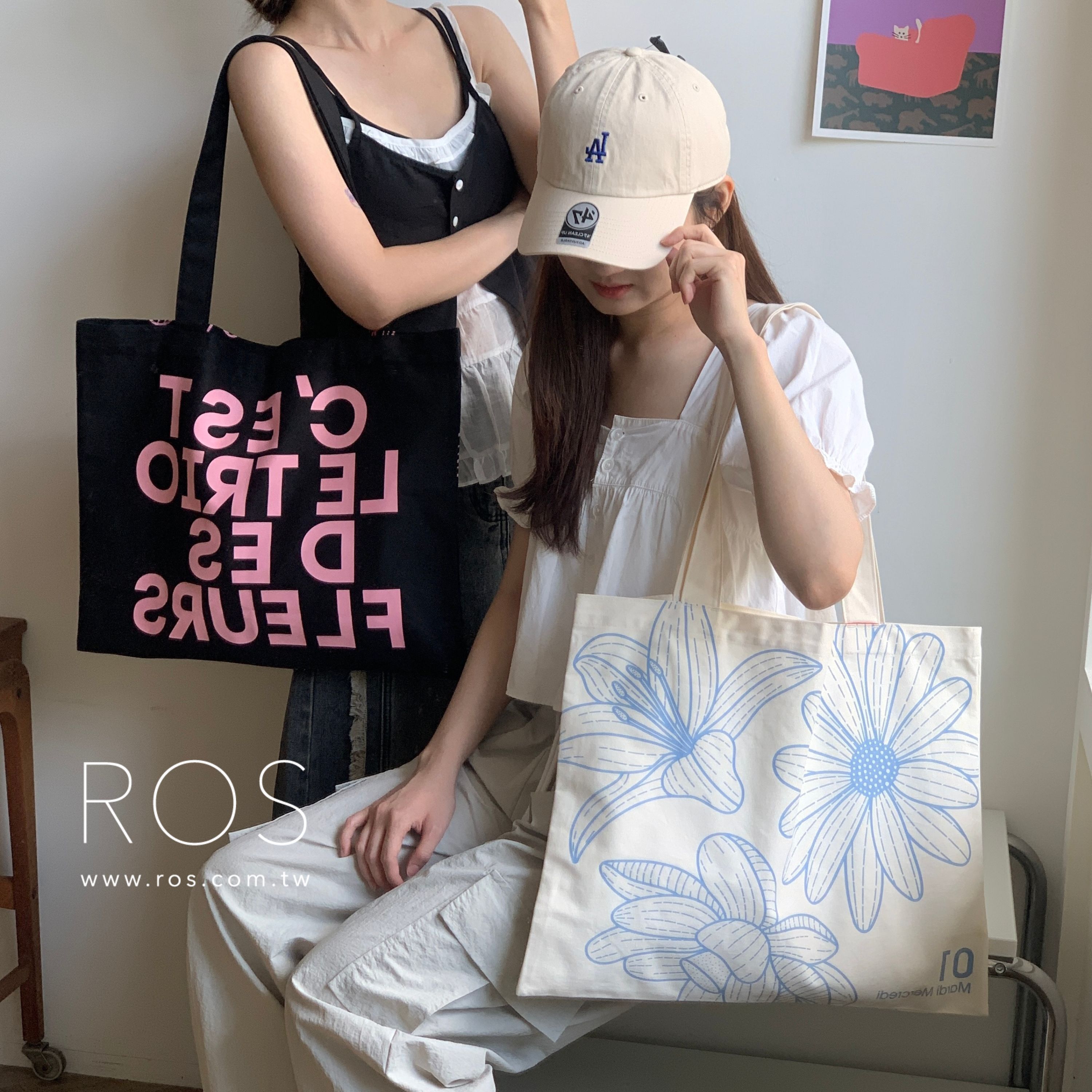 Mardi Mercredi 小雛菊 寬版帆布袋 (2colors)