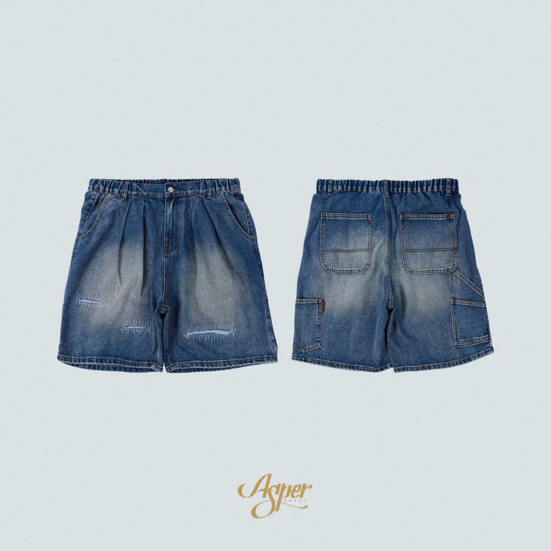 SBG 寬鬆補釘畫家牛仔短褲 SB808