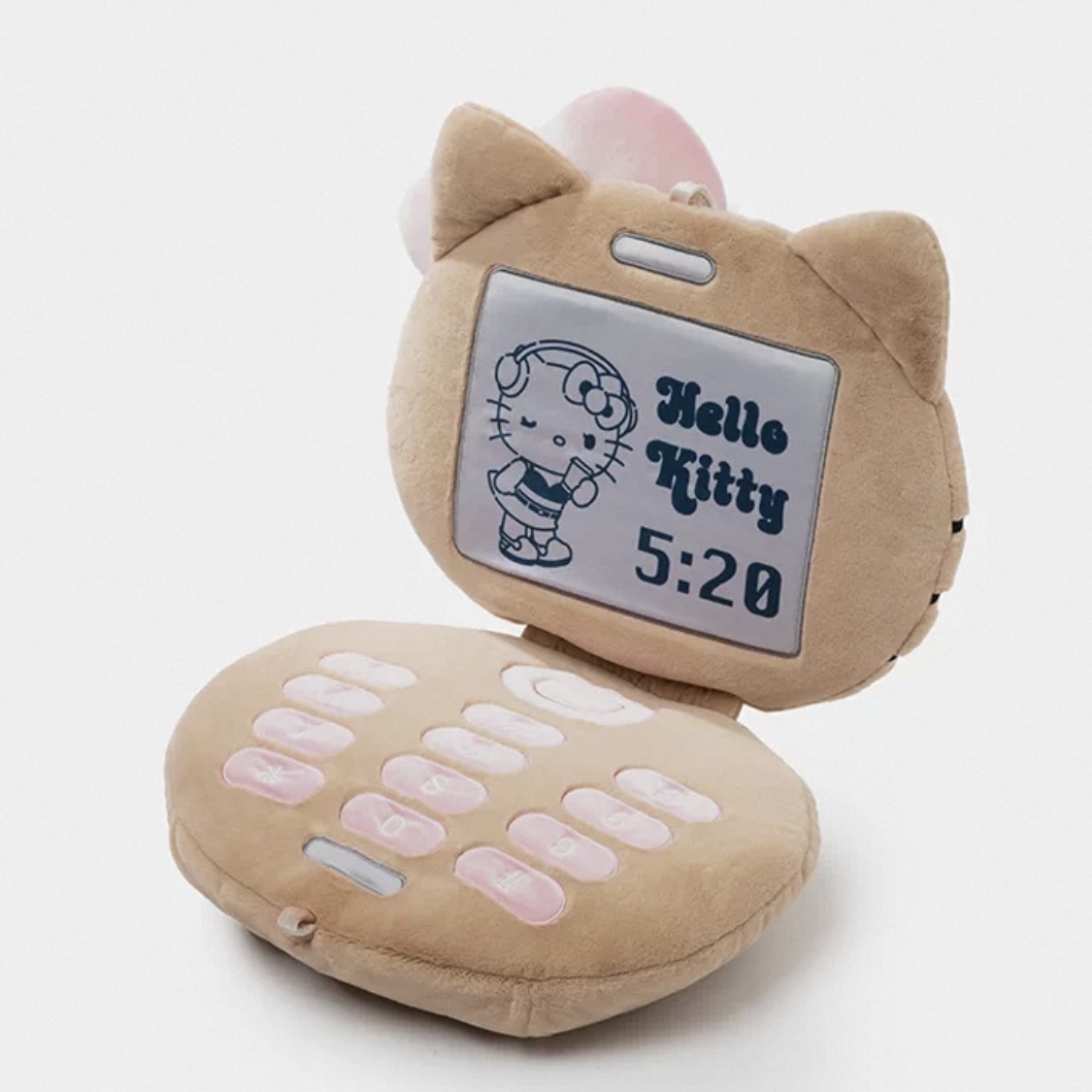 HELLO KITTY X TBH 翻蓋手機 造型抱枕 凱蒂貓 黑皮 粉色蝴蝶結 凱蒂貓 代購