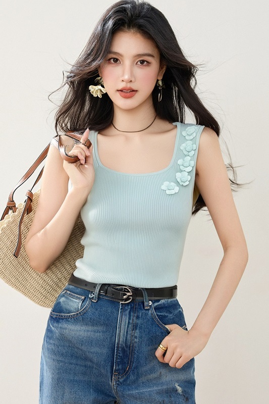 花花無袖針織上衣 兩色