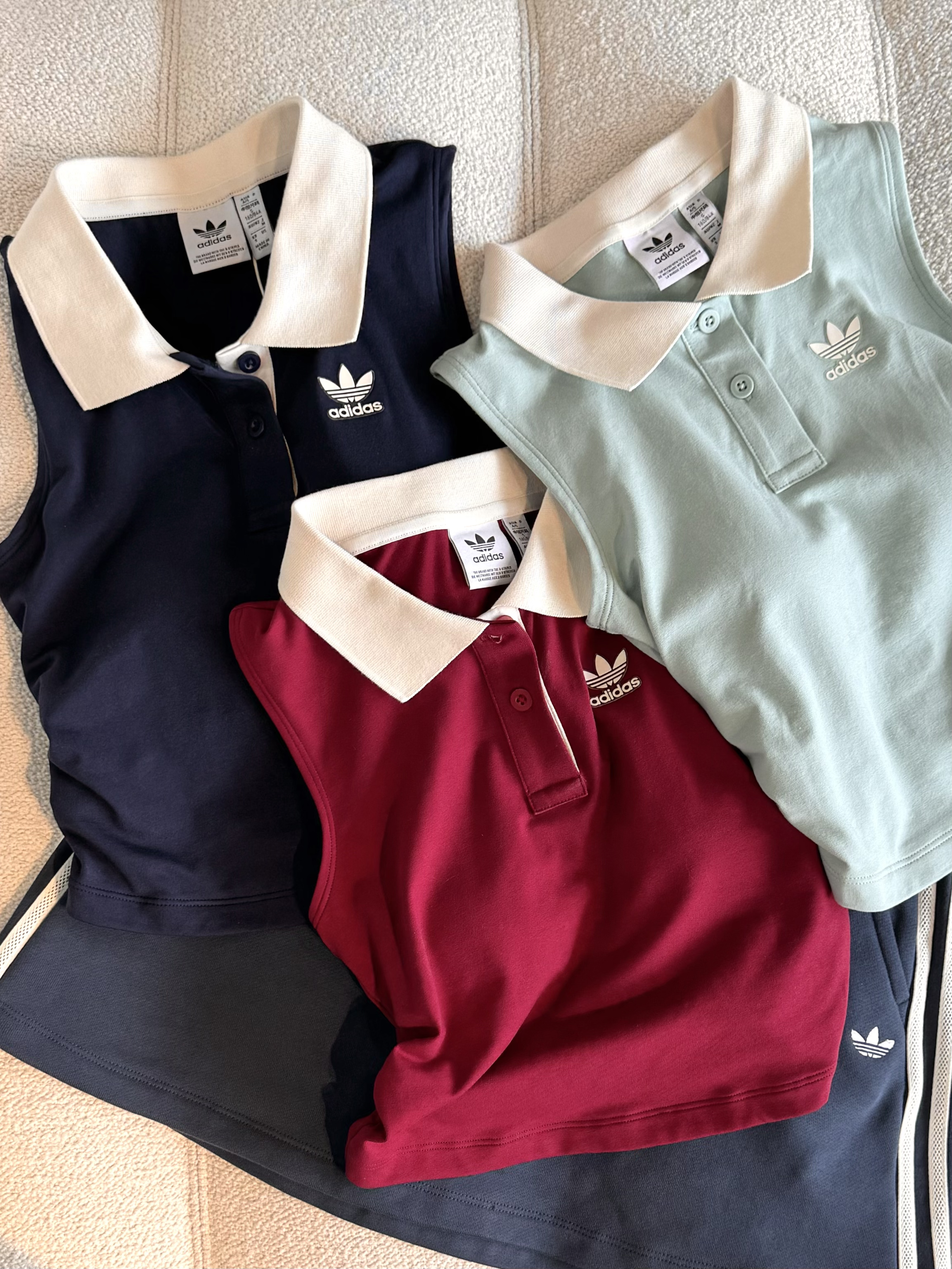 ADIDAS ORIGINALS POLO PADDED TANK TOP 立領抓皺背心 自帶胸墊 BRA TOP 短版 酒紅 KF4242 深藍 KE3893 薄荷綠 KE3894 / 現貨