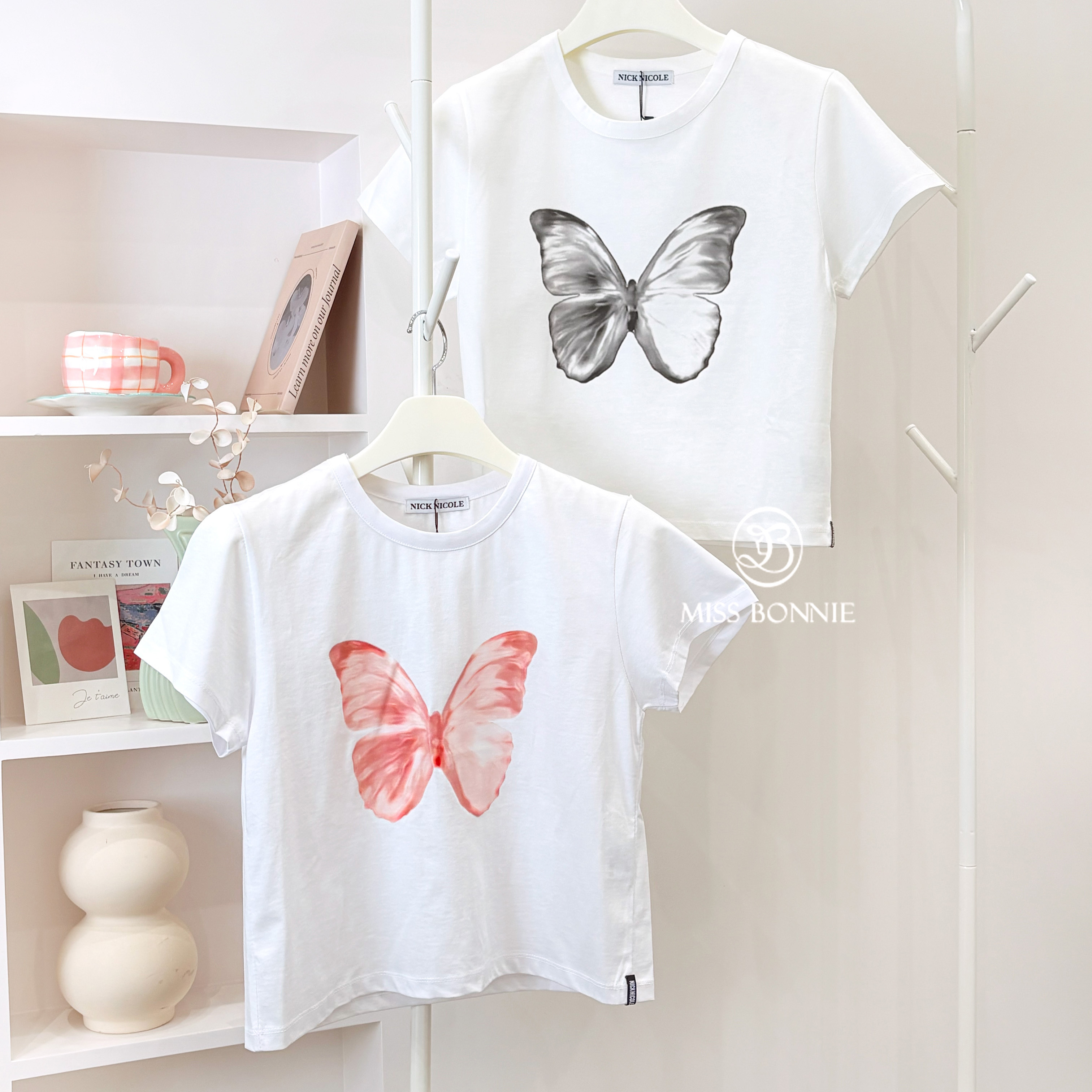 Nick Nicole水墨蝴蝶短版短袖T(共4色)