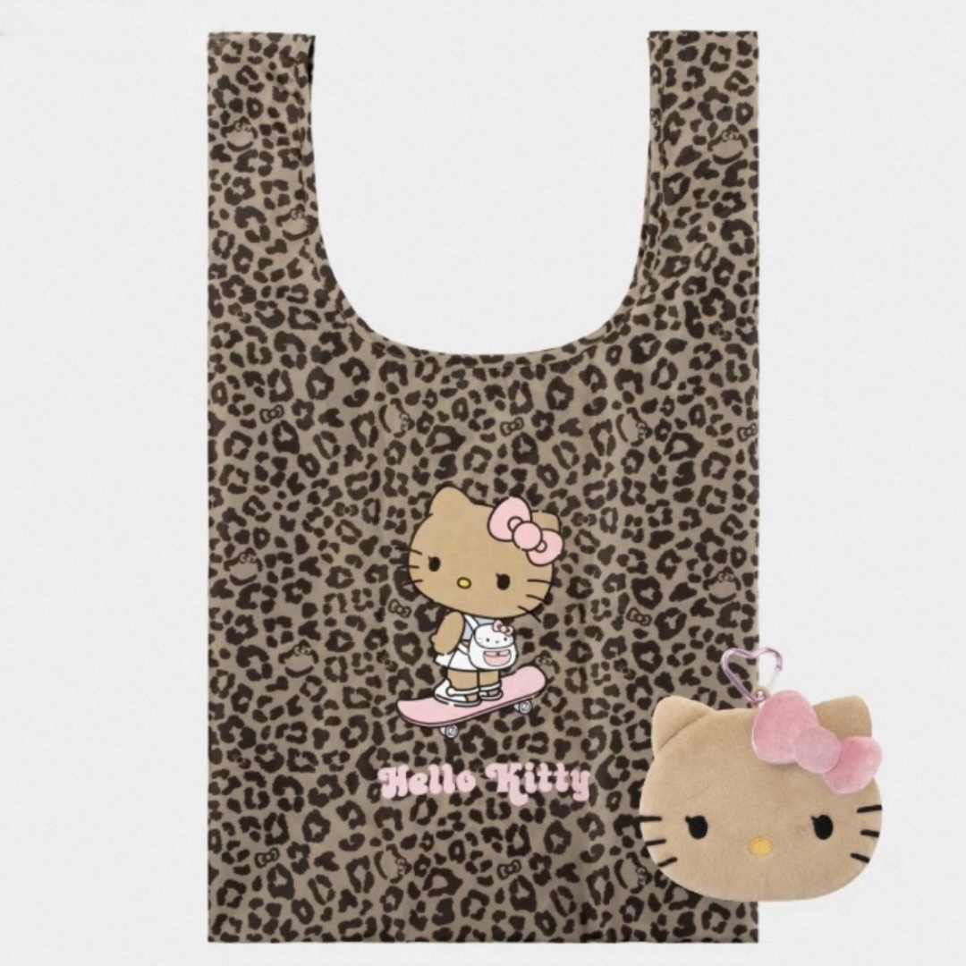 HELLO KITTY X TBH 二合一 環保袋 黑皮滑板 愛心釦環 掛包 攜帶 豹紋 凱蒂貓 代購