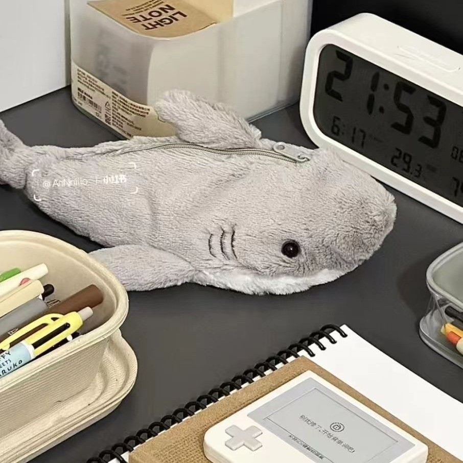 Japanese-Style Plush Shark Storage & Pencil Pouch