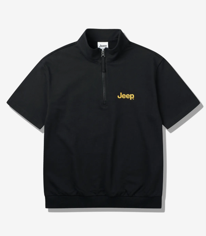 JEEP 吉普  M-LOGO 半拉鍊短袖套裝   黑色    JUL25