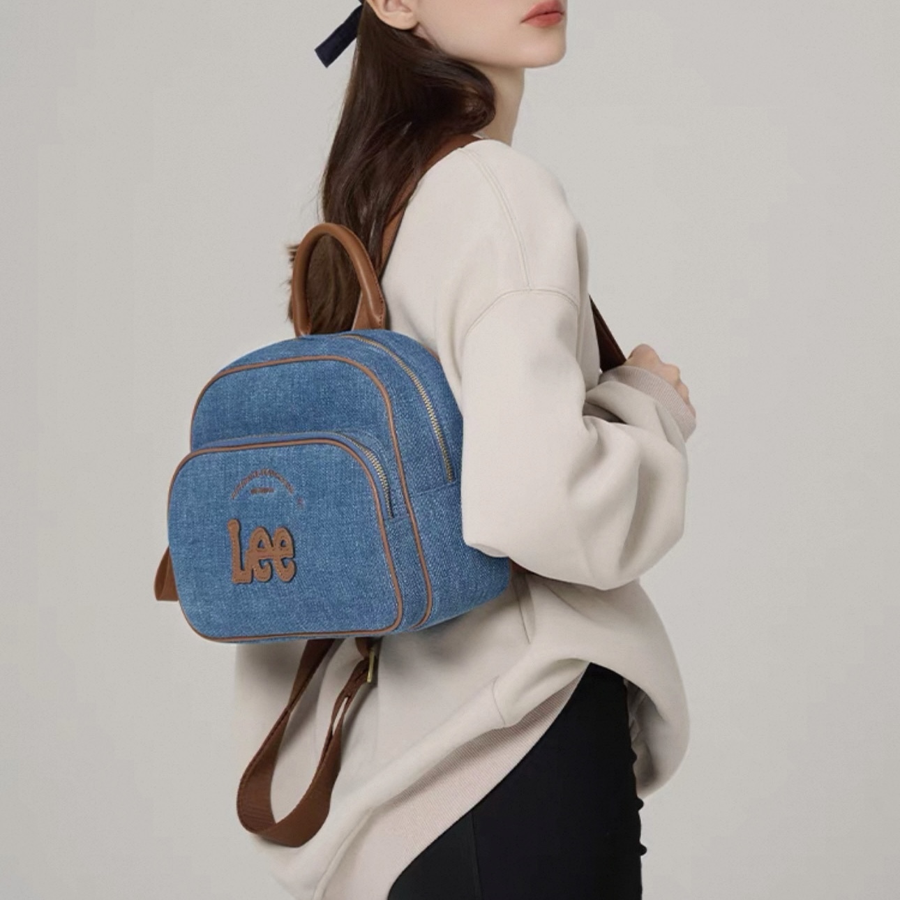 LEE BAG 復古布丁雙肩包 後背包 單肩 手提 多用途 休閒