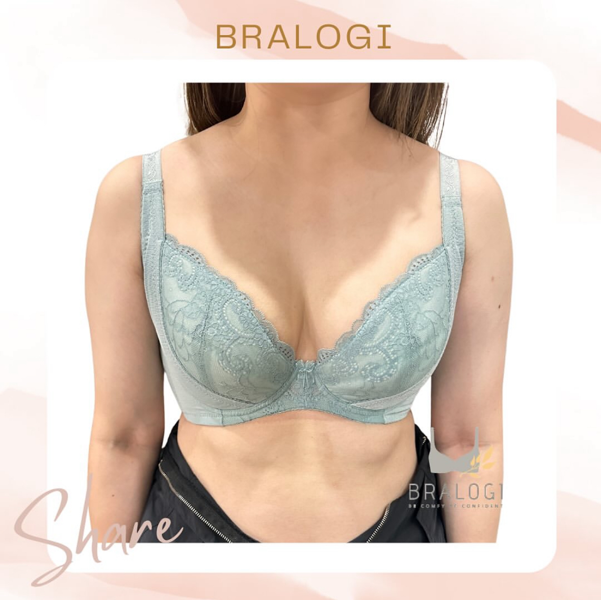 5182 蕾絲大罩杯挺V月牙提托內衣 C-F罩