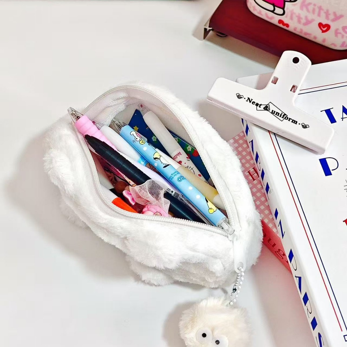 Fluffy Cat-Inspired Sweetheart Pencil Pouch