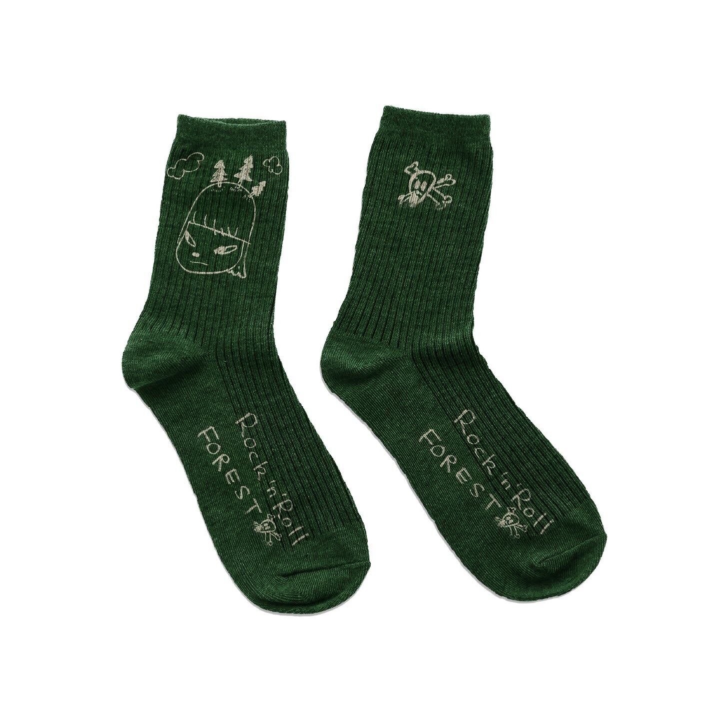 奈良美智 ROCK'n ROLL FOREST 苔綠 襪子 Yoshitomo Nara