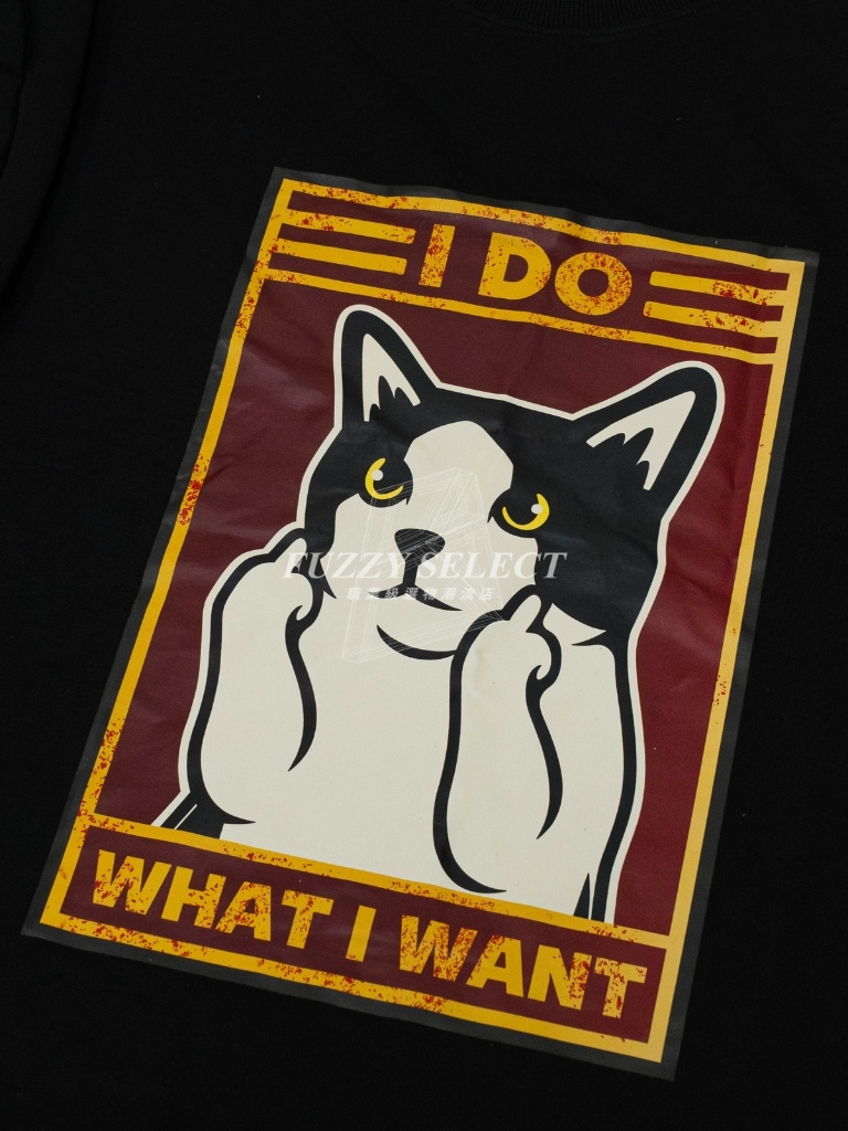 【逢甲 FUZZY】I Do 中指貓 Tee 潮流 日常 美式 圖案 Logo 短T 短Tee 黑 白 雪花白