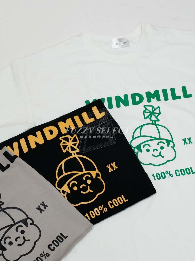 【逢甲FUZZY】Windmill 風車Boy Tee 潮流 日常 美式 圖案 Logo 短T 短Tee 黑 白 水泥灰