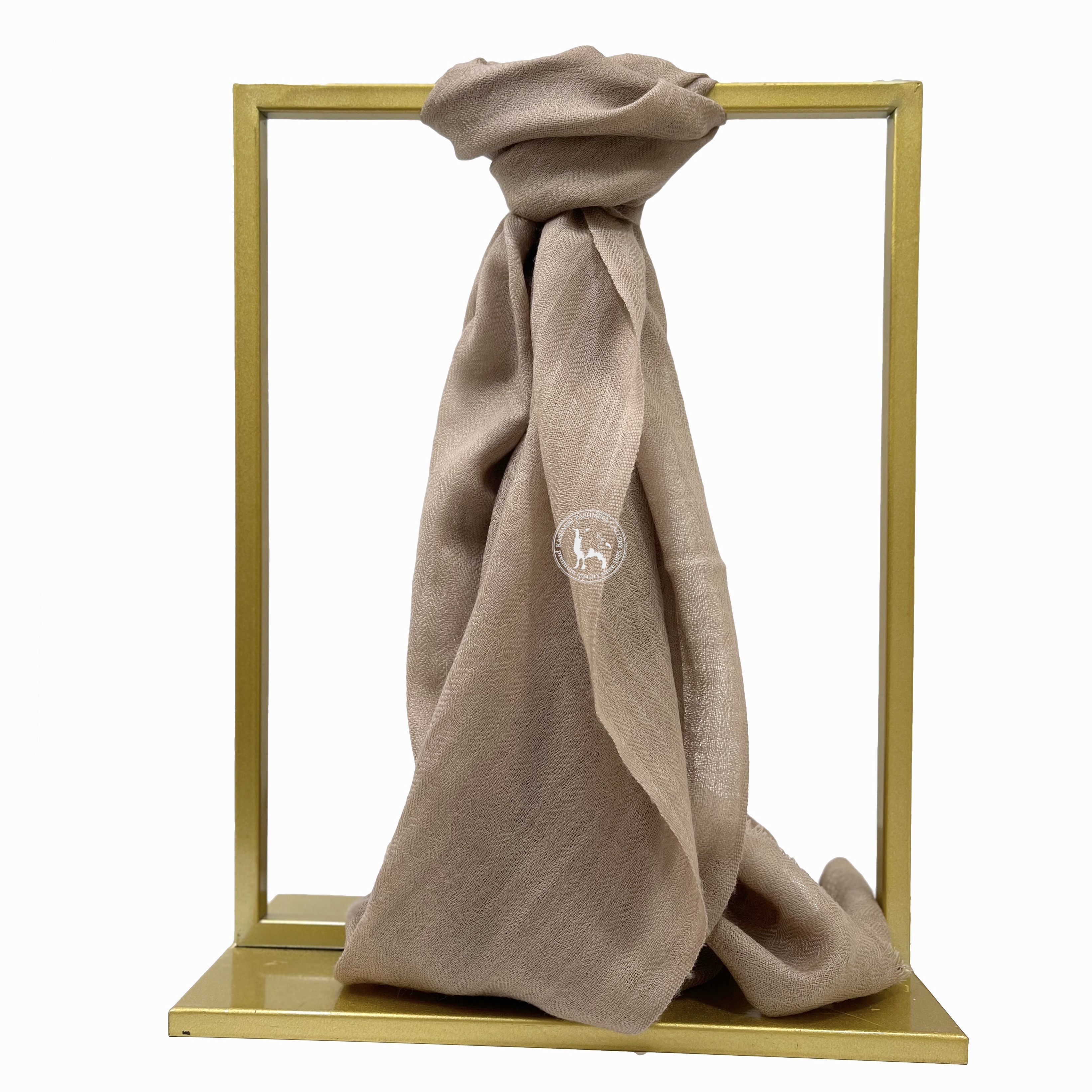 駝色喀什米爾四層手工編織羊絨圍巾