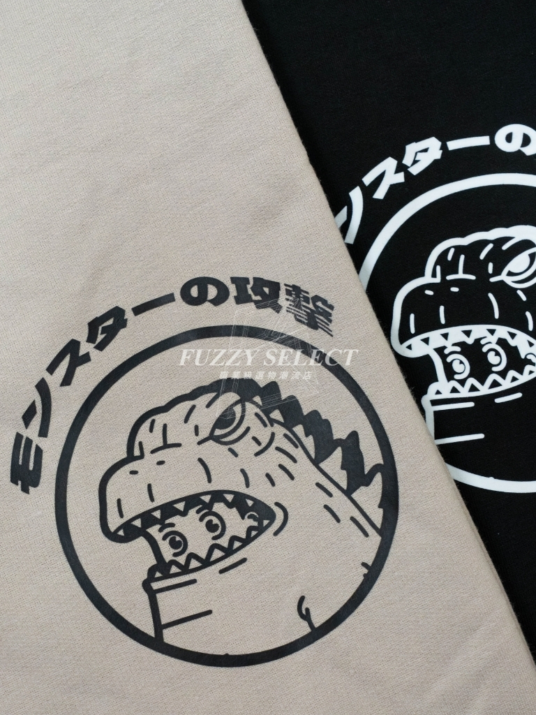 【逢甲 FUZZY】Q版 哥吉拉 Tee 潮流 日常 美式 圖案 Logo 短T 短Tee 黑 白 水泥灰