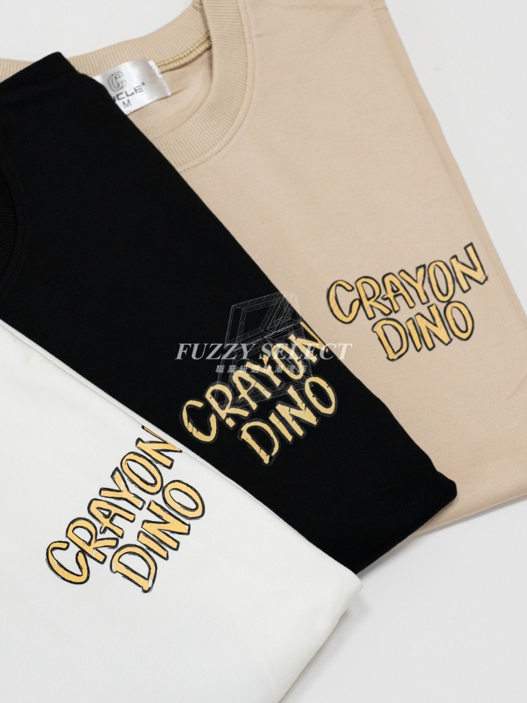 【逢甲 FUZZY】Crayon Dino 恐龍 Tee 潮流 日常 美式 圖案 Logo 短T 短Tee 黑 白 卡其