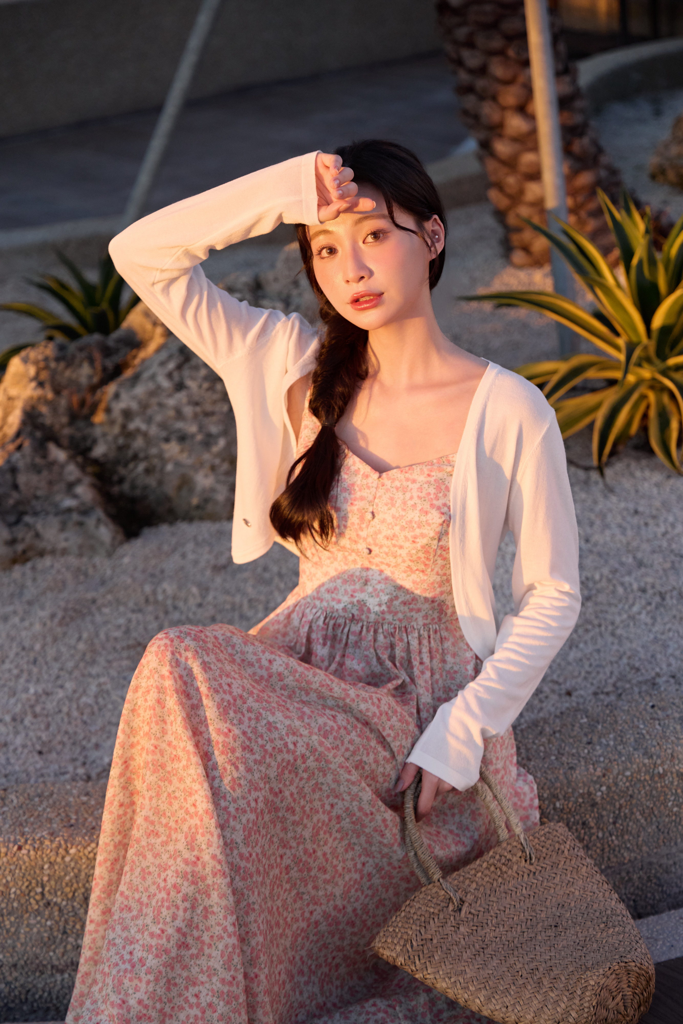 Gmade/普羅旺斯碎花 細肩收腰BRATOP洋裝-粉