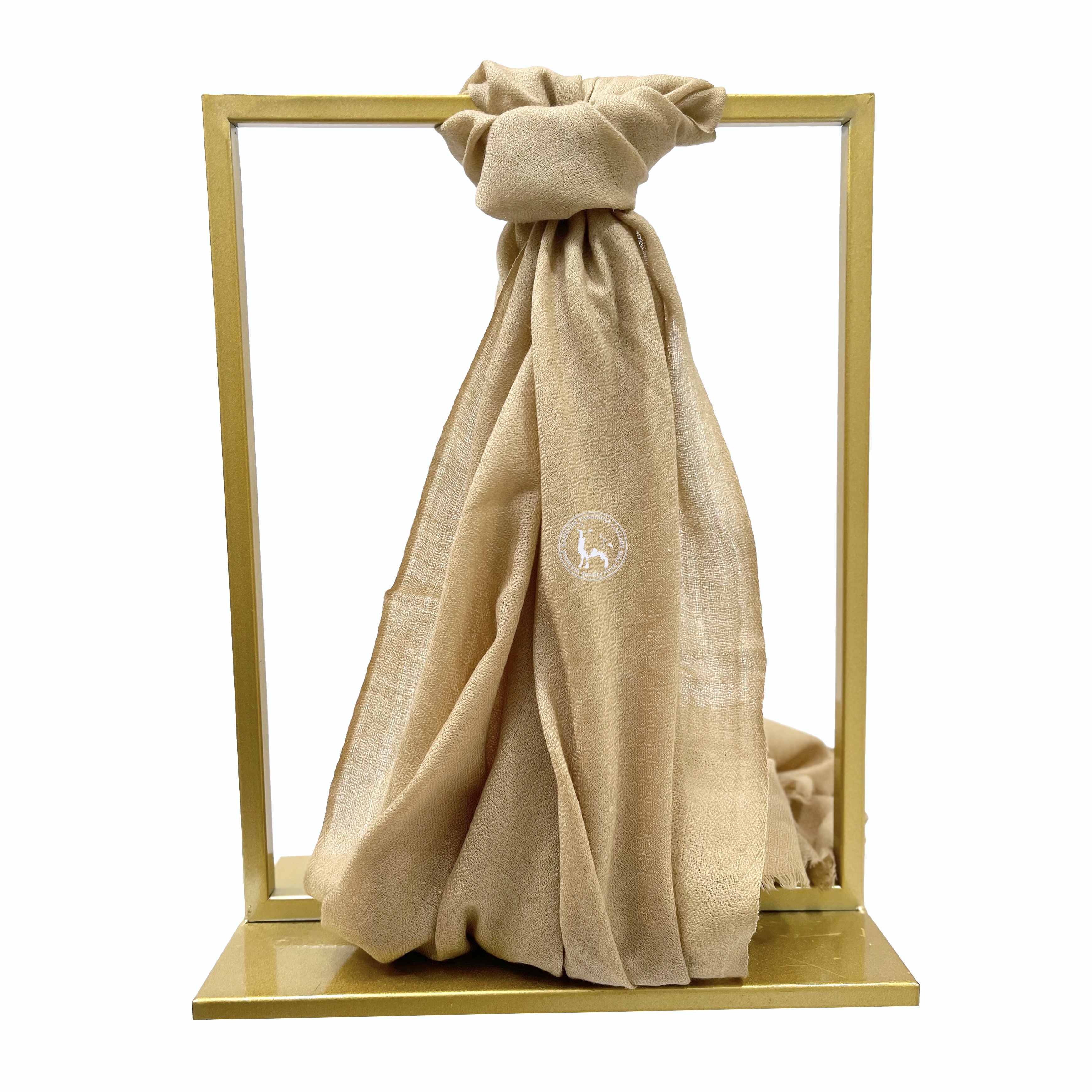 淺卡其色喀什米爾羊絨披肩圍巾 (S)