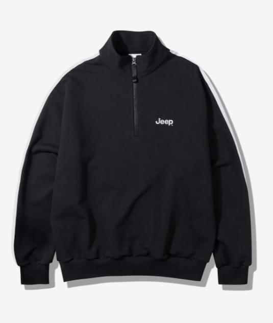 JEEP 吉普  重磅面料半拉鍊運動外套  黑色    JUL25