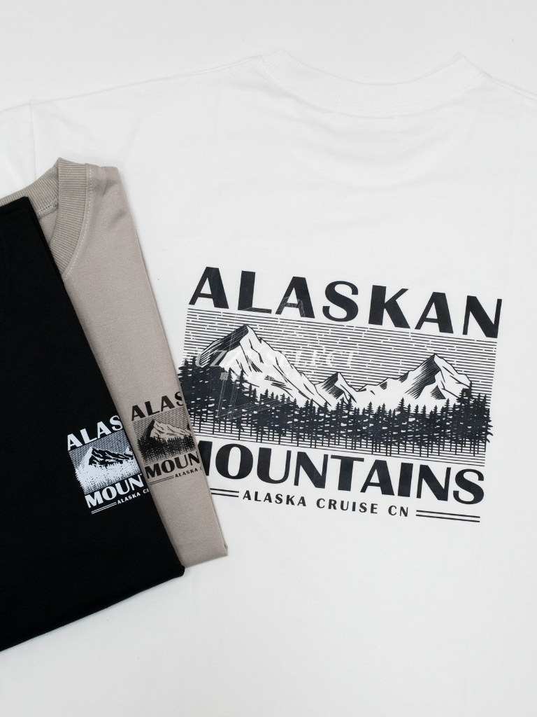 【逢甲FUZZY】Alaskan 山脈 Tee 潮流 日常 美式 圖案 Logo 短T 短Tee 黑 白 水泥灰