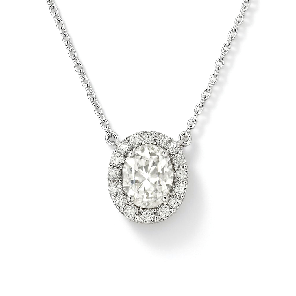 18K白金 實驗室培育橢圓鑽石頸鏈