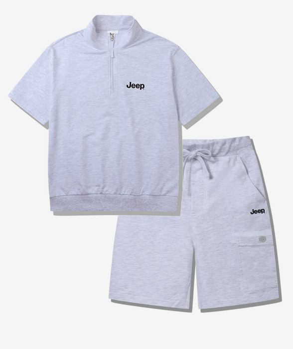 JEEP 吉普  JEEP LOGO 半拉鍊短袖秀套裝    JUL25