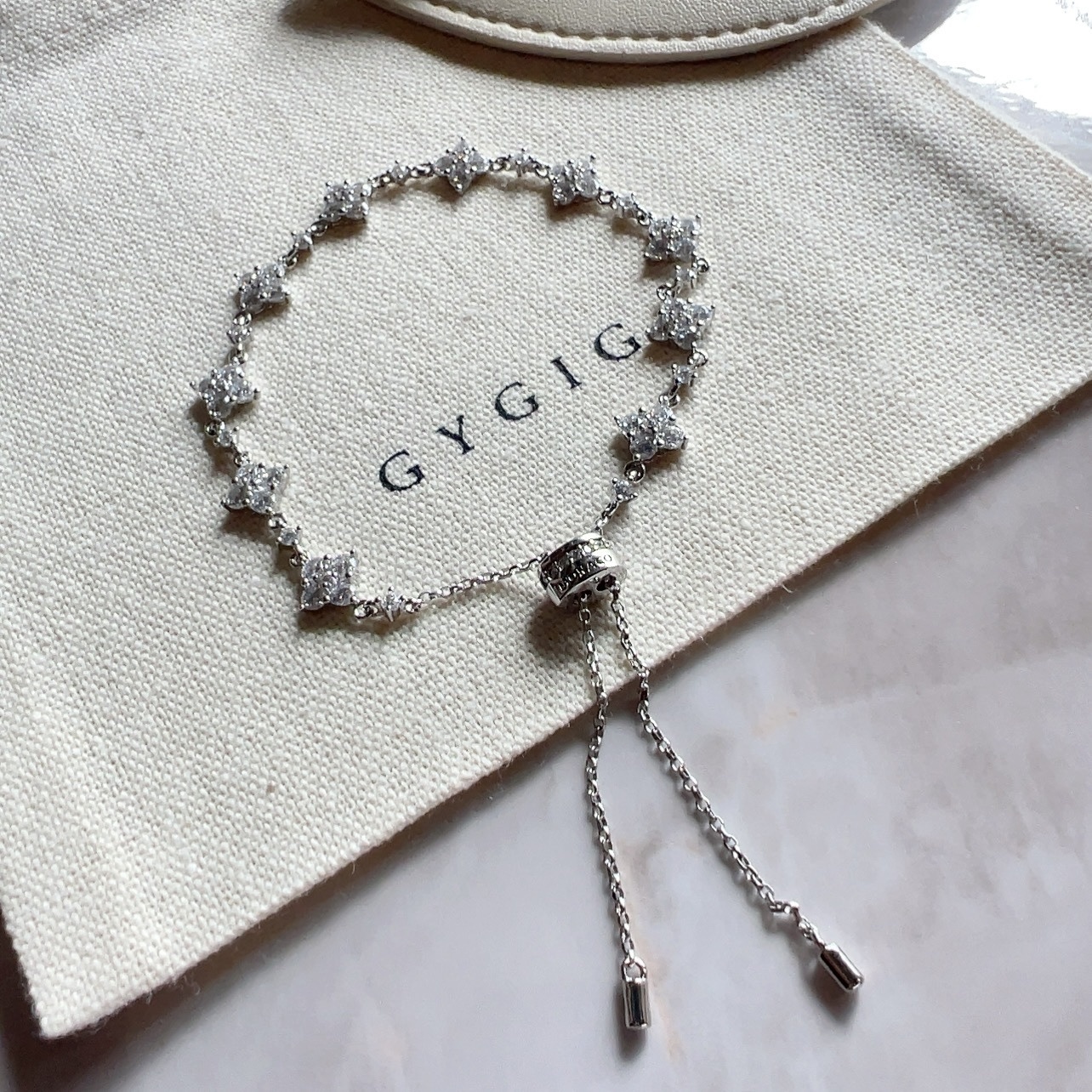 18k ap”monaco白金滿星鑽四葉草高奢定製手鍊