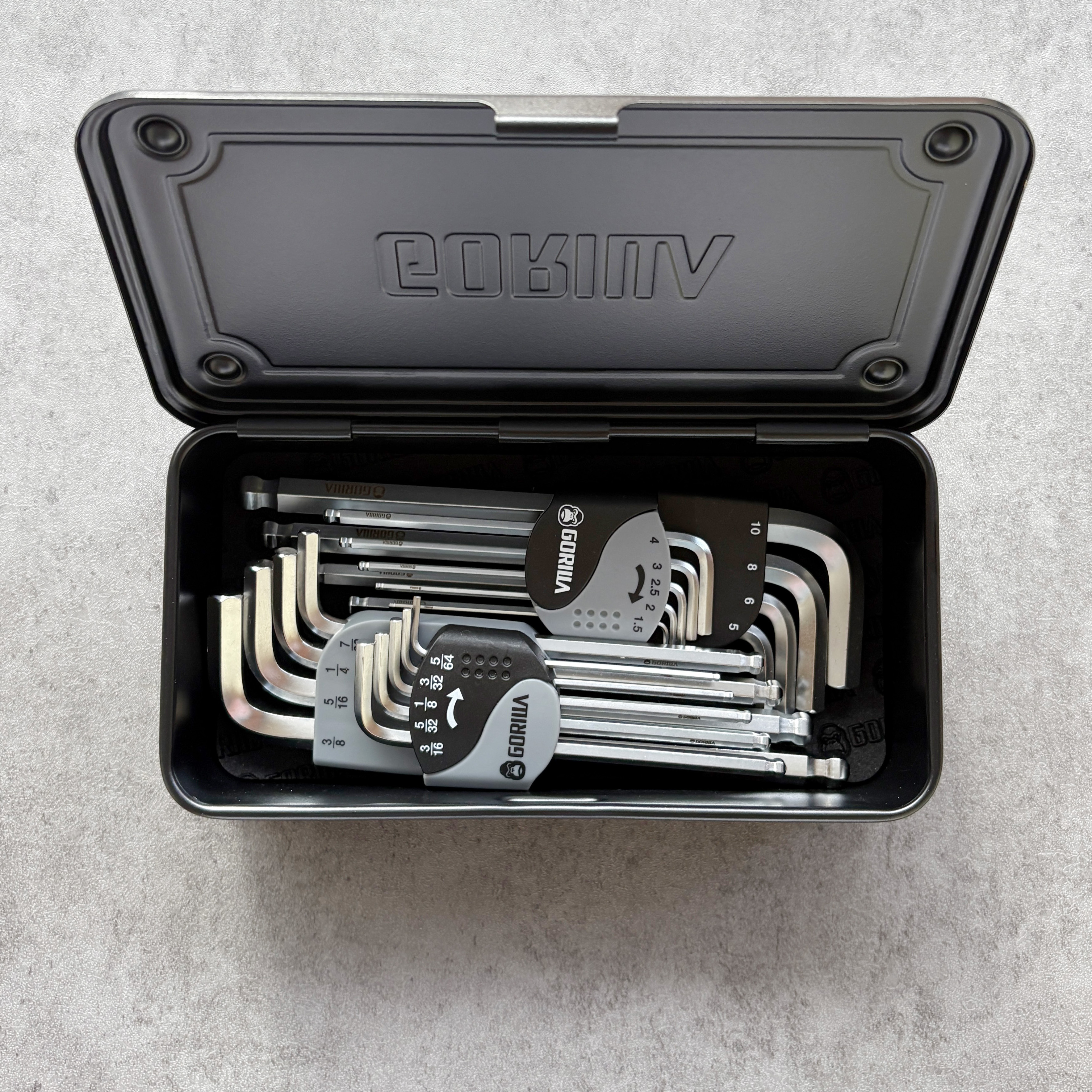 【Gorilla】9in1精密耐用公制六角球頭扳手組+ 【Gorilla】9in1精密耐用英制六角球頭扳手組 + 頂級【Gorilla】高張力鋼工具箱 優惠組合